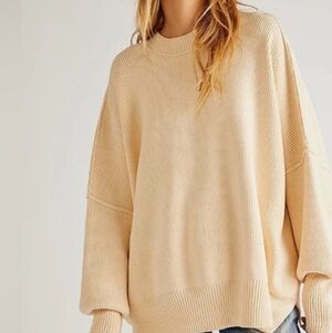 Free People Easy Street Oversized Tunic Sweater Cream S